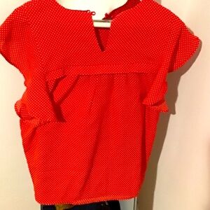 Monteau Red and White Polka Dot Top